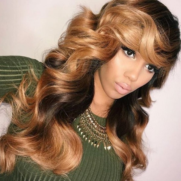 Ombre Brazilian virgin hair 1b root 27 dark honey blonde virgin human
