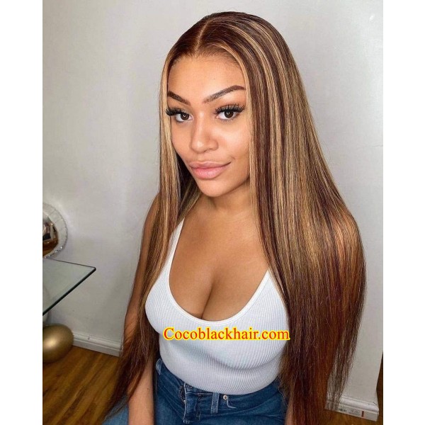 Pamela Honey Blonde Highlight Hd Lace Front Wig Brazilian Virgin Human Hair Pre Plucked