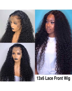 Edna-Brazilian virgin human hair spiral curly 13x6 glueless lace front wig Pre plucked hairline