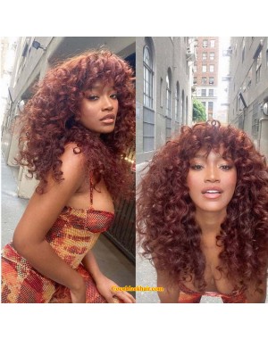 Emily95-Brazilian virgin wanded curl 360 wig with bangs