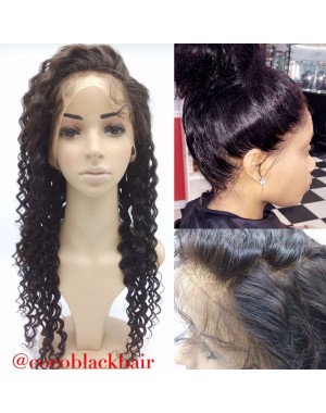 Brazilian Virgin deep wave 360 Lace Frontal 