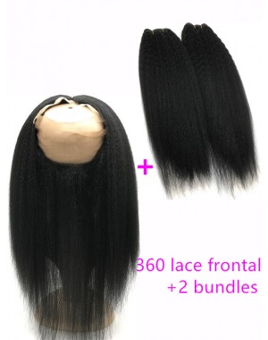 360 lace frontal with 2 bundles Brazilian virgin Italian yaki