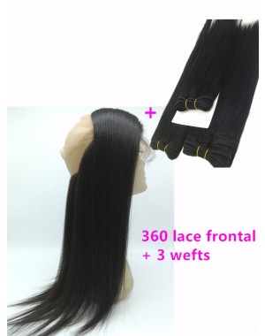 360 lace frontal with 3 wefts Brazilian virgin yaki straight