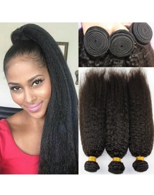 3 bundles kinky straight machine wefts Malaysian virgin