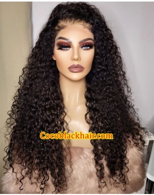 Denise- 4C hairline natural curly 13*6 HD lace front wig Brazilian virgin human hair Pre-plucked