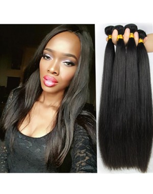 Chinese virgin 4 bundles silky straight hair weaves