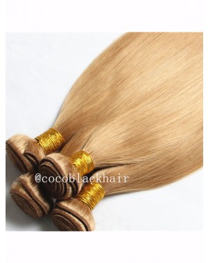 4 bundles Brazilian virgin silky straight blonde color #27