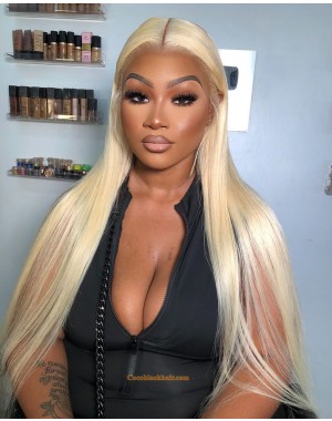Kiara-Brazilian virgin human hair 613 color 13x6 lace front wig Transparent lace