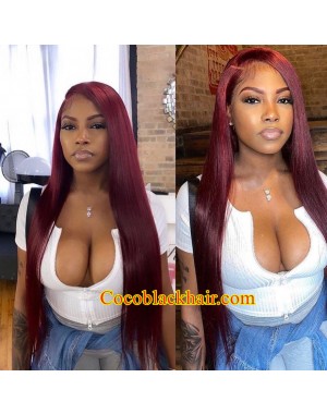 Angela 27-99J colored Silk Straight 5x5 HD lace closure wig 10A grade Brazilian virgin human hair Pre plucked hairline 