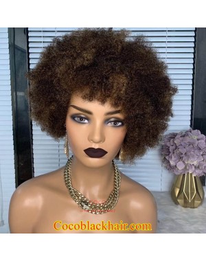 Boss-Top Quality Raw Virgin Human hair Highlights Afro Curly Full Lace Wig 