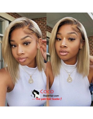 Louis-Ash blonde bob HD Lace front Wig Pre plucked Brazilian virgin human hair 
