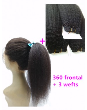 360 lace frontal with 3 wefts Brazilian virgin Italian yaki