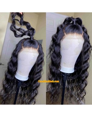 Angela 15-5x5 HD lace closure wig beachy wave 10A grade Brazilian virgin human hair 