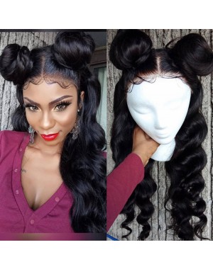 Emily24-Brazilian virgin big wave 360 lace frontal wig 