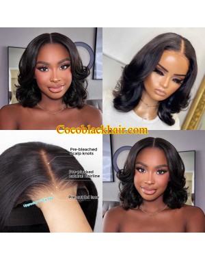 Lucy08-Wear and Go Wig Virgin Human Hair Pre Cut HD Lace Wig wave bob middle parting