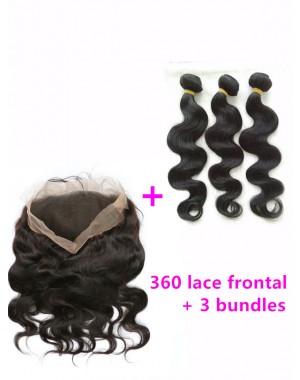 360 lace frontal with 3 wefts Brazilian virgin body wave