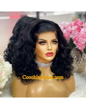 Tammy-Bouncy wave 13x6 lace front wig Brazilian virgin human hair Pre plucked 