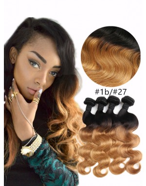 4 bundles Brazilian Virgin Body wave 1B/27 Ombre Hair Wefts