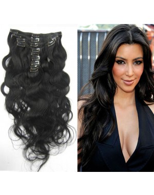 Brazilian virgin body wave Clips in hair extensions