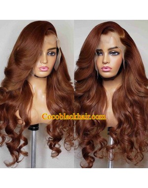 Emily98-Chestnut Brown loose wave 360 wig Brazilian virgin human hair Pre plucked hairline