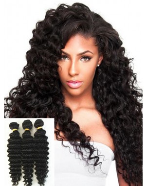 Chinese virgin 3 bundles deep wave hair weaves