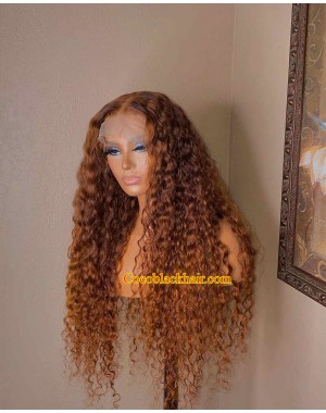 Berry-Cinnamon Brazilian Water Wave Pre plucked lace wig Pre plucked hairline 