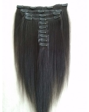 Brazilian virgin yaki straight Clips in hair extensions