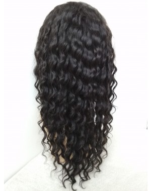 Karol-Burmese virgin hair 10mm curly silk top full lace wig bleached knots