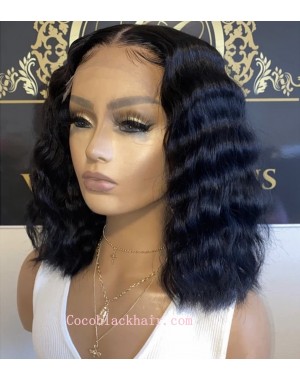 Emily79-pre plucked deep wave BOB 360 wig 10A grade Brazilian virgin human hair 