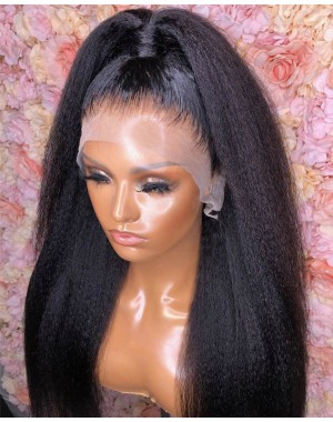 Nova 05-Kinky straight Brazilian virgin 13x6 wig glueless lace front Pre plucked hairline