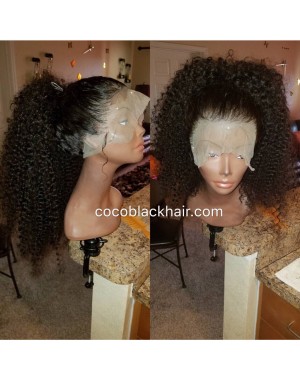 Emily12-Brazilian virgin kinky curly 360 lace frontal wig 