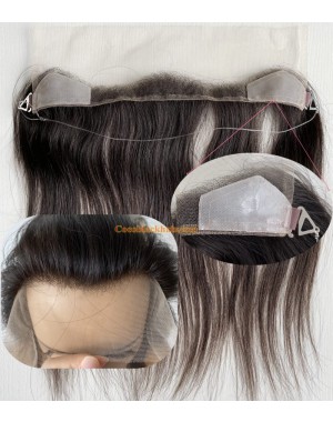 HD Lace Frontal Forehead Hairline Human Hair Patch with PU Adjustable Fish line for Thinning Hairline