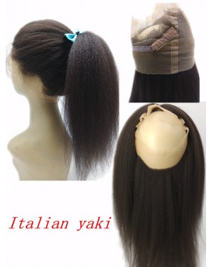 Brazilian Virgin Italian Yaki Kinky straight 360 Lace Frontal 