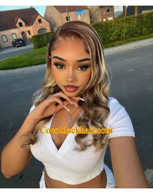 Diva- Platinum Highlight Glueless lace front wig Brazilian virgin human hair Pre plucked