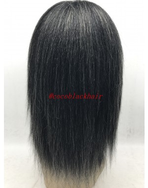 Myrtis-Brazilian virgin hair with grey mixed full lace wig