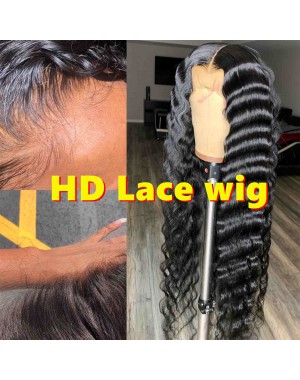 Tilly-HD Lace 13x6 Wig Deep Wave Pre plucked Brazilian virgin human hair glueless lace front wig 