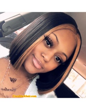 Mollie-Highlight bob Glueless lace front wig Pre plucked hairline