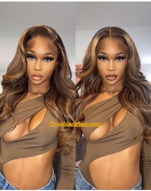 Angela46-Highlight color 5x5 HD Lace closure wig Brazilian virgin human hair pre plucked hairline