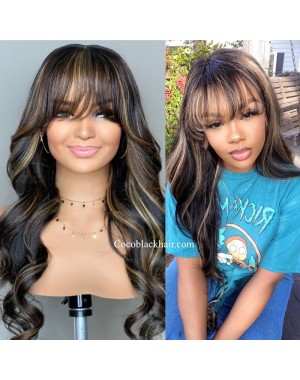 Angela 38- 5x5 HD lace closure wig Highlights loose wave Brazilian virgin human hair
