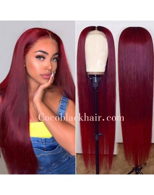 Cindy-natural/ 99j color Silky Straight Brazilian virgin human hair Pre plucked hairline
