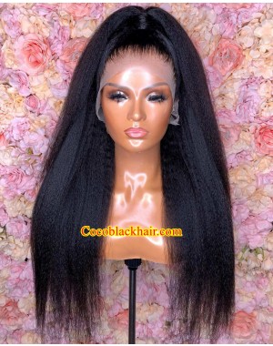 Janis-Italian yaki glueless lace front wig Brazilian virgin hair