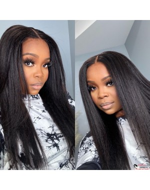 Whitney-Afro Curl hairline Italian yaki HD Lace front wig Brazilian virgin human hair Pre-plucked