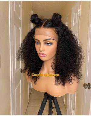 Nova 09-Kinky curls Brazilian virgin 13x6 wig glueless lace front Pre plucked 