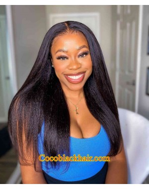 Lucy06-Wear and Go Wig Virgin Human Hair Pre Cut HD Lace Wig kinky straight