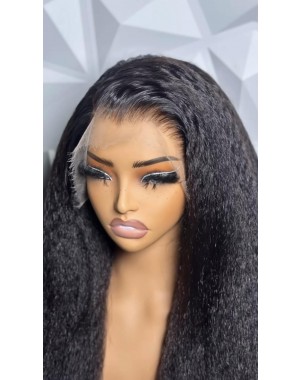 Nancy-HD Lace Kinky Straight 13x6 lace front wig Brazilian virgin hair Pre plucked