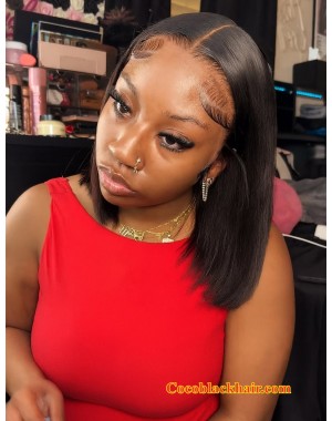 Marla-Middle parting bob Pre plucked 13x6 glueless lace front wig Brazilian virgin hair