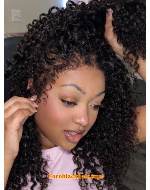 Denise- 4C hairline natural curly 13*6 HD lace front wig Brazilian virgin human hair Pre-plucked