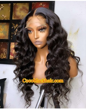 Angela 20-5x5 HD lace closure wig Ocean wave Brazilian virgin human hair Pre plucked hairline