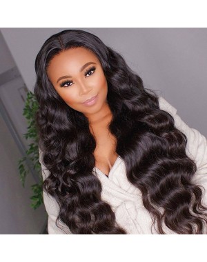 Money-HD Lace 13x6 Wig Ocean Wave Pre plucked Brazilian virgin human hair glueless lace front wig