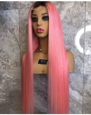 Gloria-Brazilian silky straight #n/pink full lace wig